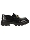 Ferragamo Gancini-buckle Black Leather Loafers In Black