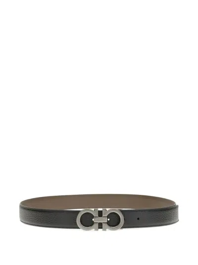 Ferragamo Gancini-buckle Leather Belt In Black