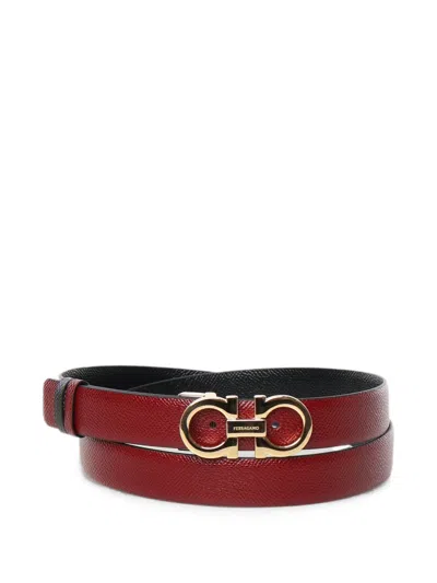 Ferragamo Gancini-buckle Reversible Belt In Red
