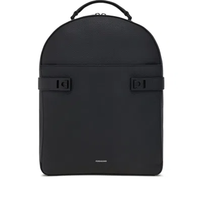 Ferragamo Gancini-buckles Backpack In Black