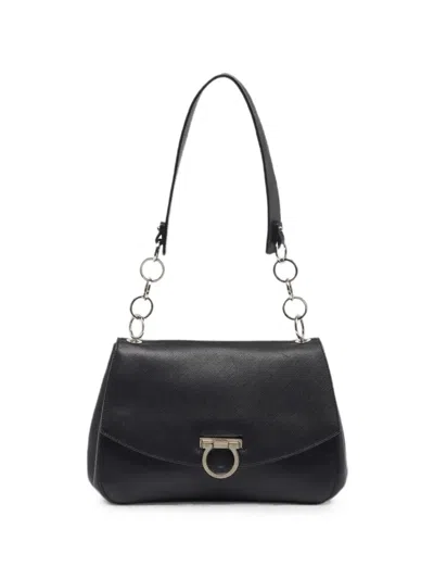Pre-owned Ferragamo Gancini-detail Shoulder Bag In Black