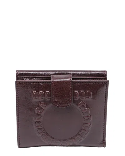 Pre-owned Ferragamo Gancini-embossed Bi-fold Wallet (authentic Pre-loved) In Burgundy