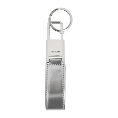 Ferragamo Gancini-inspired Leather Keyring - Grey In ["grey"]