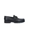 Ferragamo Leather David Loafer With Gancini Hook For Men In Black