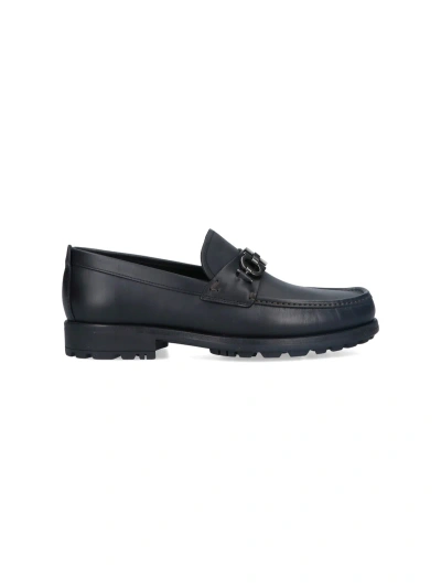 Ferragamo 'gancini' Loafers In Black  