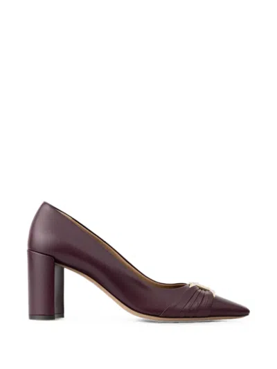 Ferragamo Gancini-ornament Pumps With Bock Heel In Brown