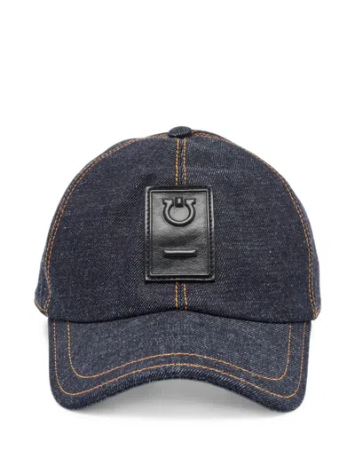 Pre-owned Ferragamo Gancini-patch Baseball Cap In Blue