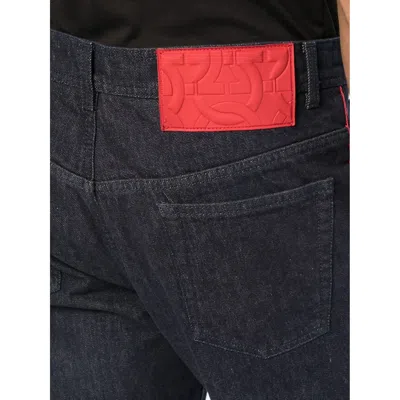 Ferragamo Gancini-patch Straight-leg Jeans In Blue