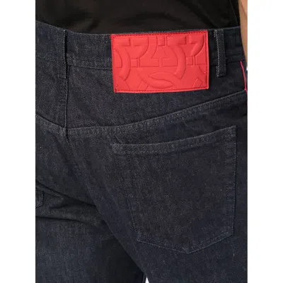 Ferragamo Gancini-patch Straight-leg Jeans In Blue