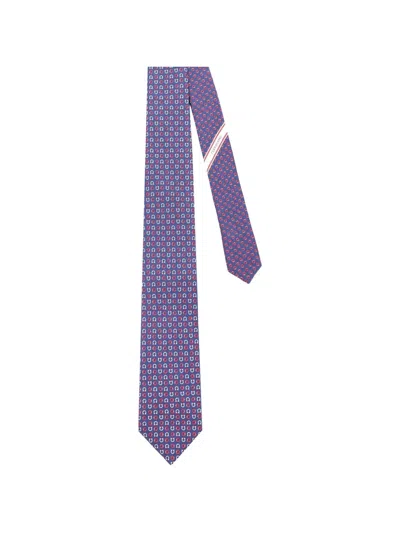 Ferragamo Gancini-pattern Tie In Blue
