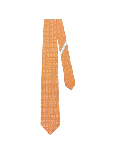 Ferragamo Gancini-pattern Tie In Orange