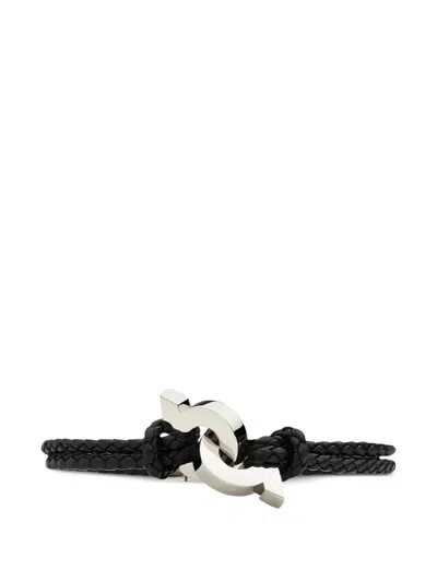 Ferragamo Gancini-plaque Leather Bracelet In Multi