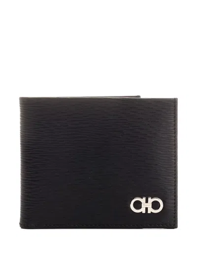 Ferragamo Gancini-plaque Leather Wallet In Black