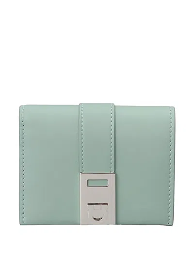 Ferragamo Gancini-plaque Leather Wallet In Green