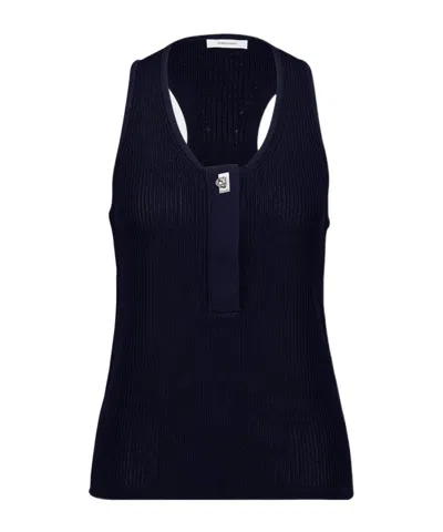 Ferragamo Gancini-plaque Ribbed Tank Top In Black