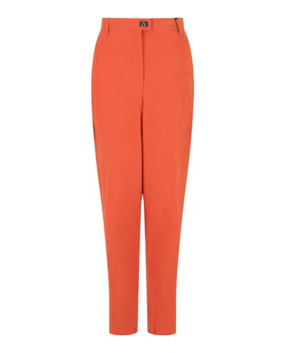 Ferragamo Gancini-plaque Straight-leg Trousers In Orange