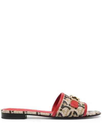 Ferragamo Gancini-print Mule In Red