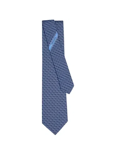 Ferragamo Gancini-print Silk Tie In Pink