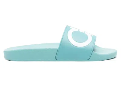 Pre-owned Ferragamo Ganciniprint Slides (women's) Sneakers In Blue