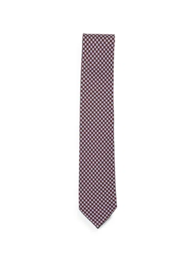 Ferragamo Gancini-print Tie In Burgundy