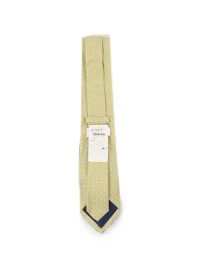 Pre-owned Ferragamo Gancini-print Tie In Yellow