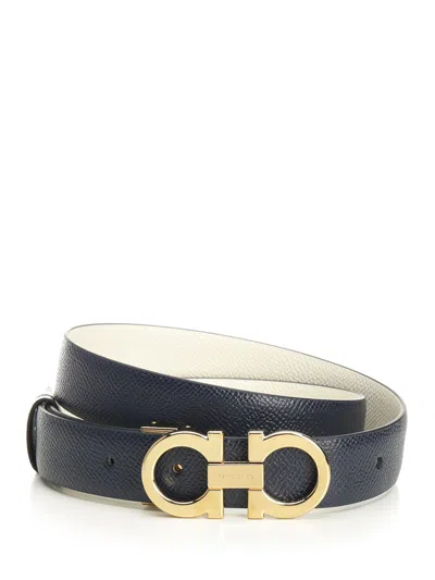 Ferragamo Gancino Belts Blue In Black