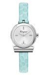 Ferragamo Gancino Leather Strap Watch, 22.5mm In Silver
