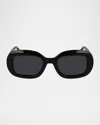 Ferragamo Gancino Oval Acetate Sunglasses In Black