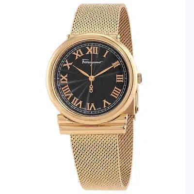 Pre-owned Ferragamo Gancino Quartz Black Dial Ladies Watch Sfuf00521