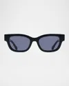 Ferragamo Gancino Rectangle Acetate Sunglasses In Black