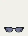 Ferragamo Gancino Rectangle Acetate Sunglasses In Black