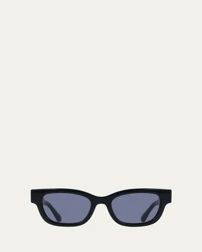 Ferragamo Gancino Rectangle Acetate Sunglasses In Black