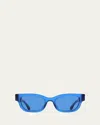 Ferragamo Gancino Rectangle Acetate Sunglasses In Blue