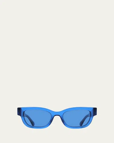 Ferragamo Gancino Rectangle Acetate Sunglasses In Blue