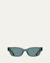 Ferragamo Gancino Rectangle Acetate Sunglasses In Green