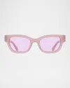 Ferragamo Gancino Rectangle Acetate Sunglasses In Opaline Rose