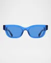 Ferragamo Gancino Rectangle Acetate Sunglasses In Transparent Blue