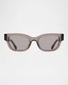 Ferragamo Gancino Rectangle Acetate Sunglasses In Transparent Brown