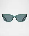 Ferragamo Gancino Rectangle Acetate Sunglasses In Transparent Green