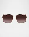 Ferragamo Gancino Square Metal Sunglasses In Goldbrown Gradient