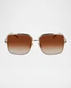 Ferragamo Gancini 57mm Modified Rectangular Sunglasses In Goldbrown Sand Gradient