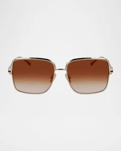 FERRAGAMO GANCINO SQUARE METAL SUNGLASSES
