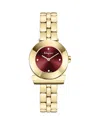 Ferragamo Gancino Bracelet Watch With Red Sunray Dial In Gold