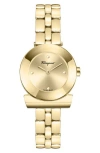 Ferragamo Gancino Bracelet Watch With Polished Gold Finish In Gold