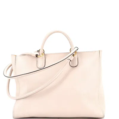 Ferragamo Gancio Braided Convertible Tote Leather Medium In Neutral