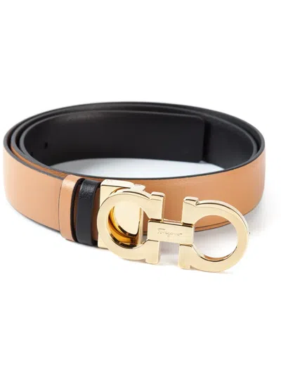 Ferragamo Gancio Buckle Belt In Gold