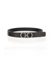 Ferragamo Salvatore  Man's Bicolor Leather Belt With Logo Buckle In White