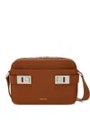 Ferragamo East-west Crossbody Bag With Gancini Buckles In Brown