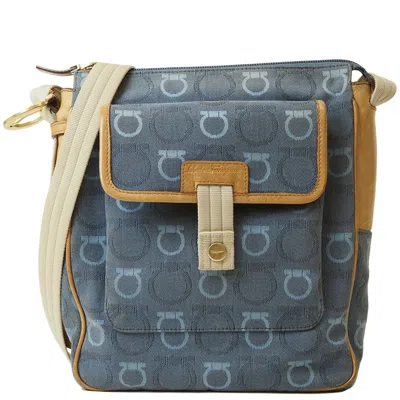 Pre-owned Ferragamo Gancio Canvas Shoulder Bag () In Blue