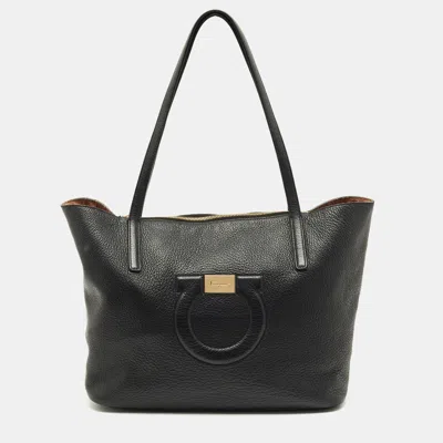 Pre-owned Ferragamo Gancio City Black Leather Tote